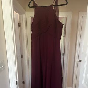 Wine long bridesmaid dress